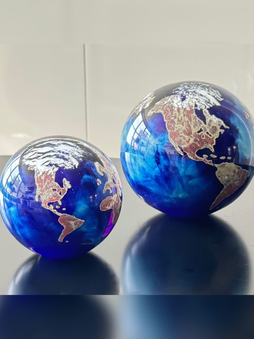 Lundberg Studios Worldweight Art Glass Paperweights — Signed 1999 Set of 2